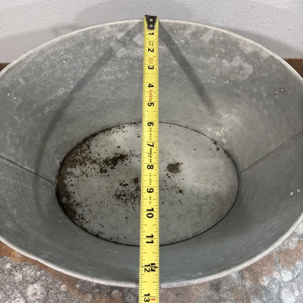 Seaside Galvanized Metal Beverage Tub Jute Rope Handles Farmhouse Ice Bucket